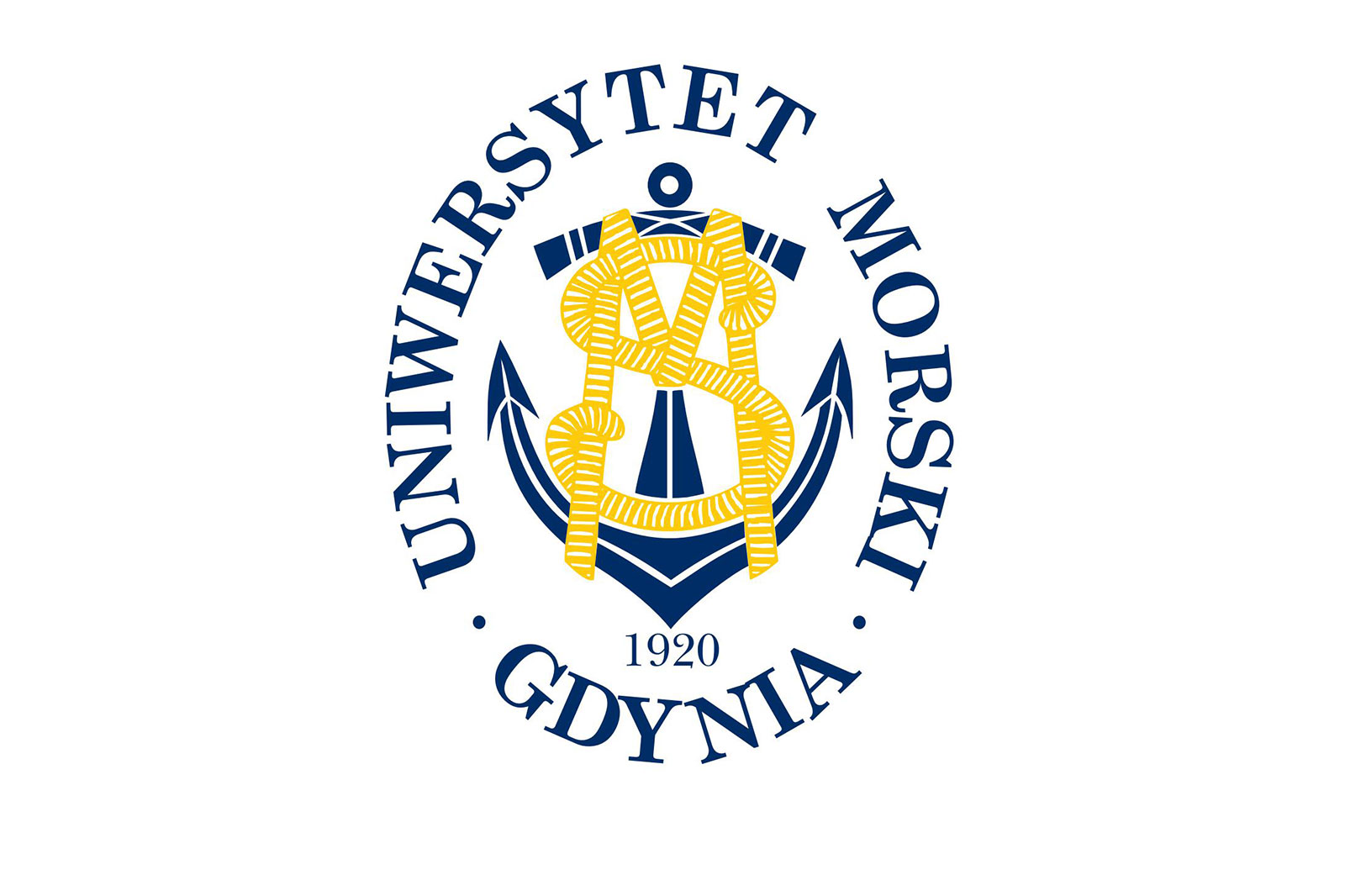 The logo of Uniwersytet Morski Gdynia features an anchor and rope design, with the year 1920 in the centre.